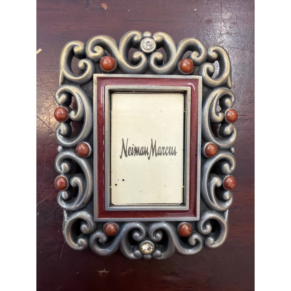 Jay‎ Strongwater Miniature Picture Frame Enamel Crystal Scrollwork Neiman Marcus